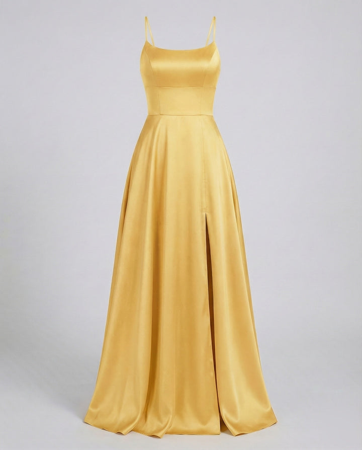Oriel satin slip maxi dress with thigh slit – image 12