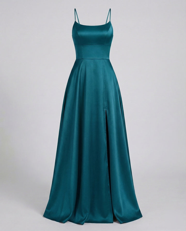 Oriel satin slip maxi dress with thigh slit – image 8