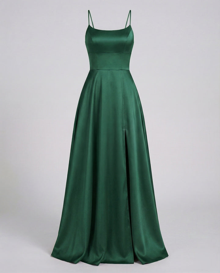 Oriel satin slip maxi dress with thigh slit – image 16