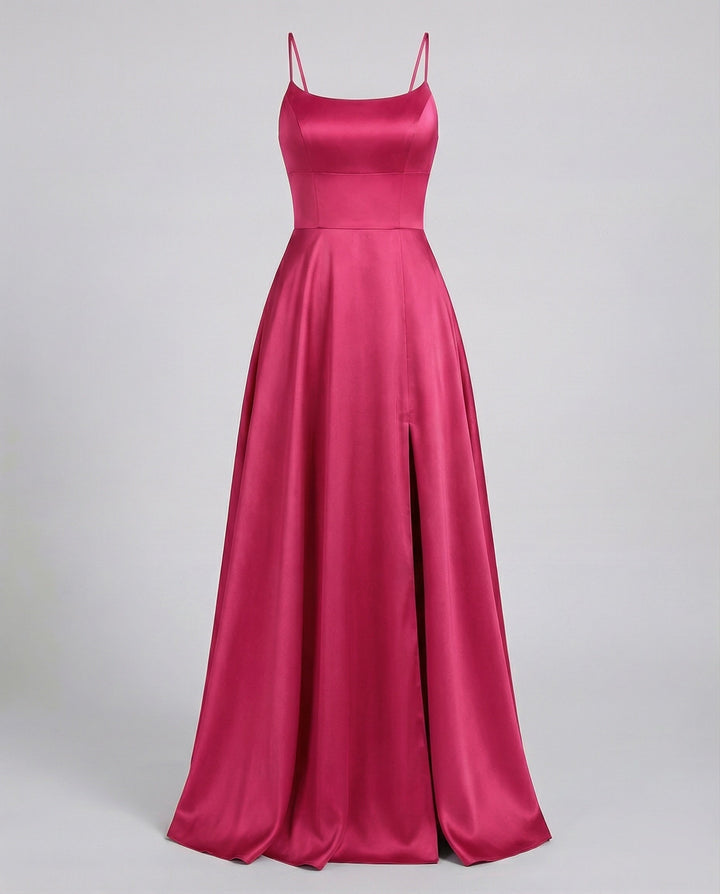 Oriel satin slip maxi dress with thigh slit – image 14