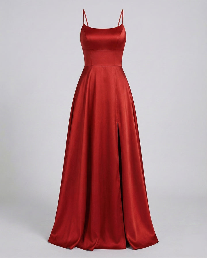 Oriel satin slip maxi dress with thigh slit – image 7