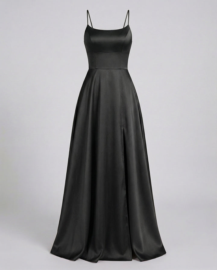 Oriel satin slip maxi dress with thigh slit – image 15