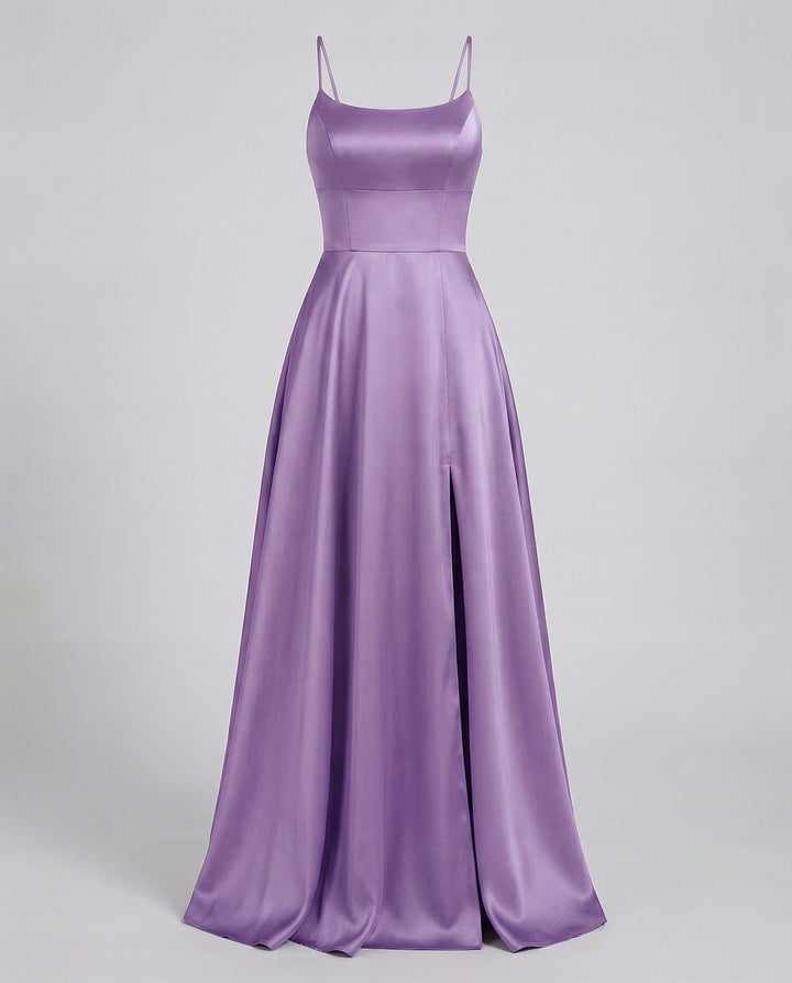 Oriel satin slip maxi dress with thigh slit – image 6