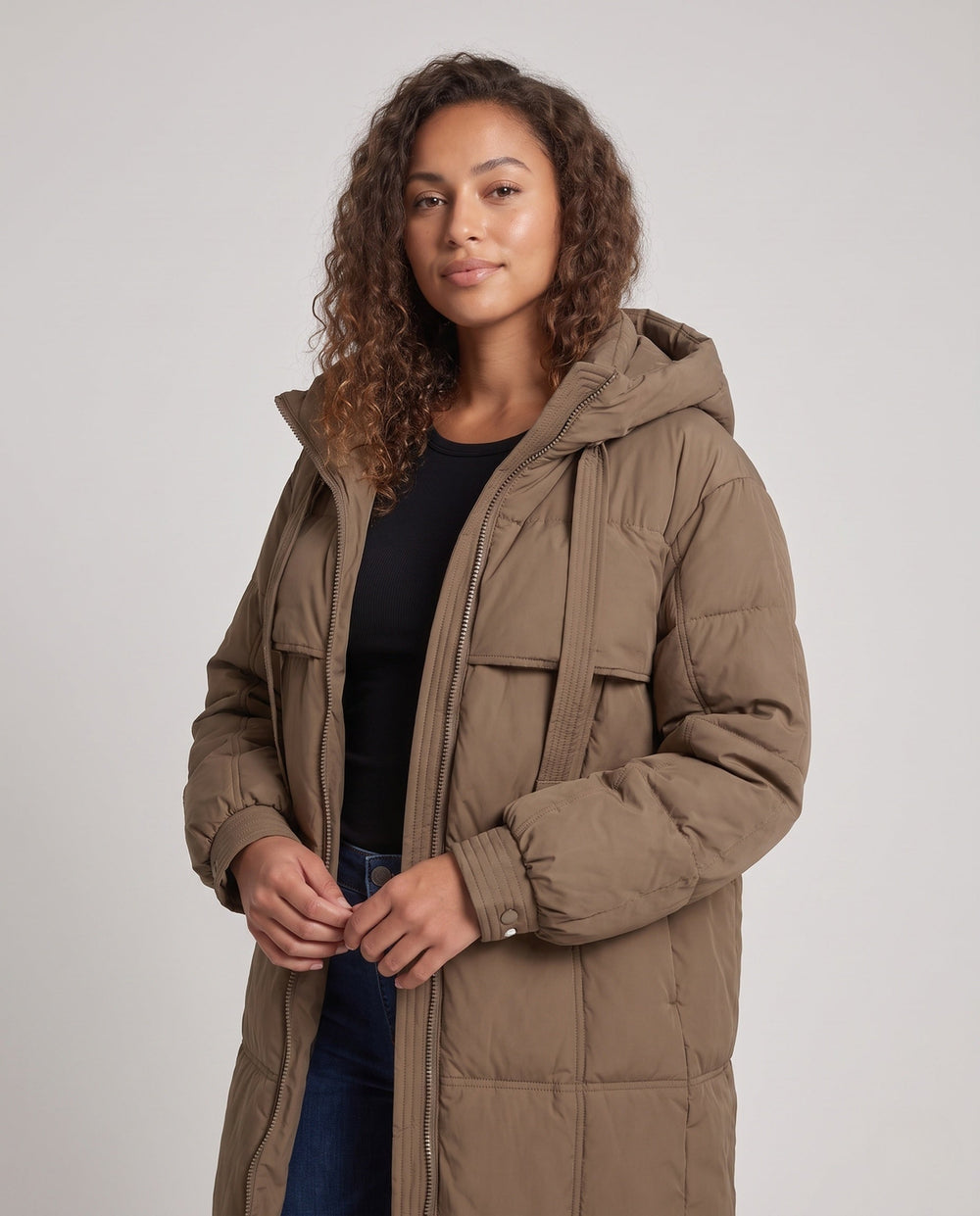 Morvoren extra long quilted coat with hood – image 2