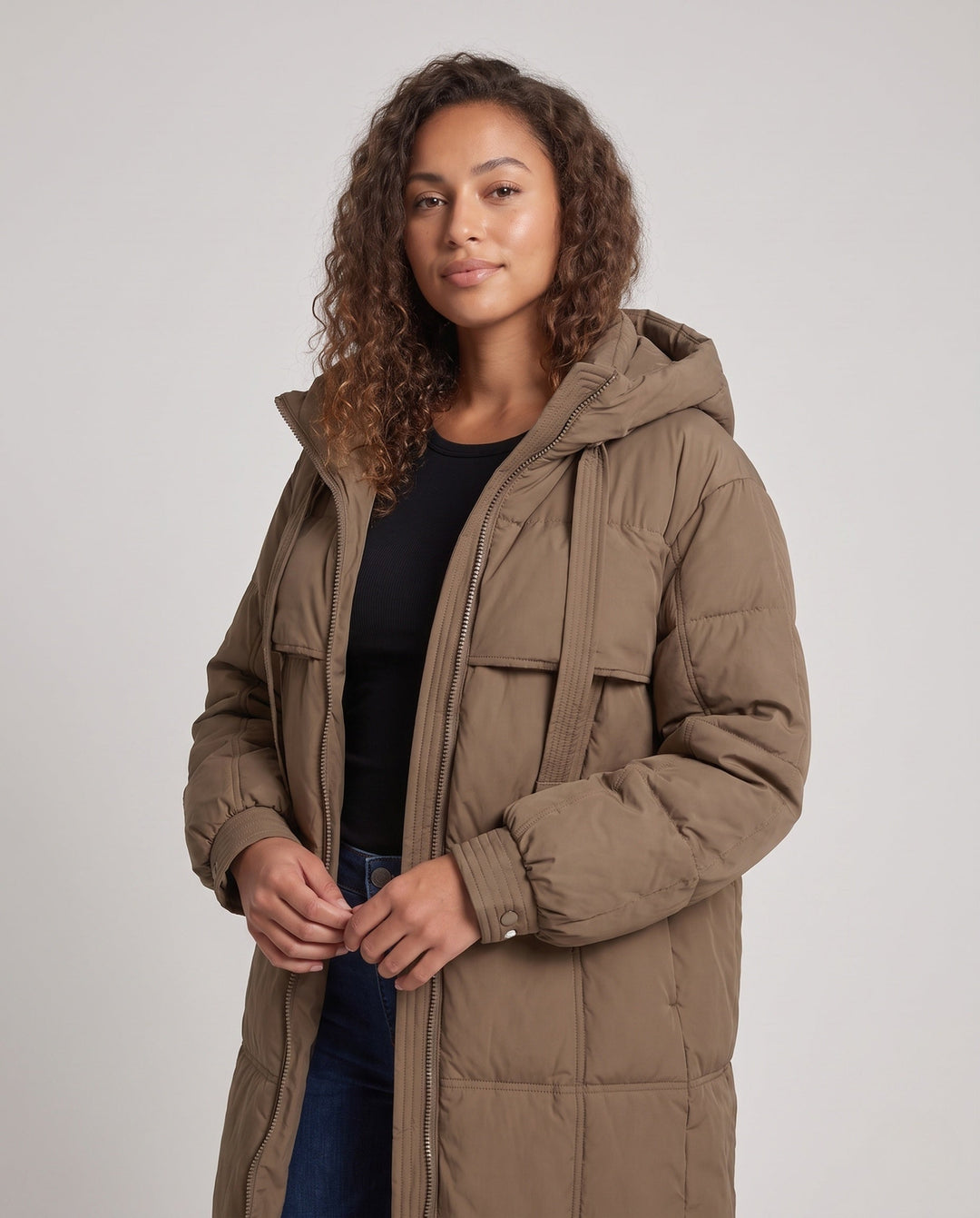 Morvoren extra long quilted coat with hood – image 2
