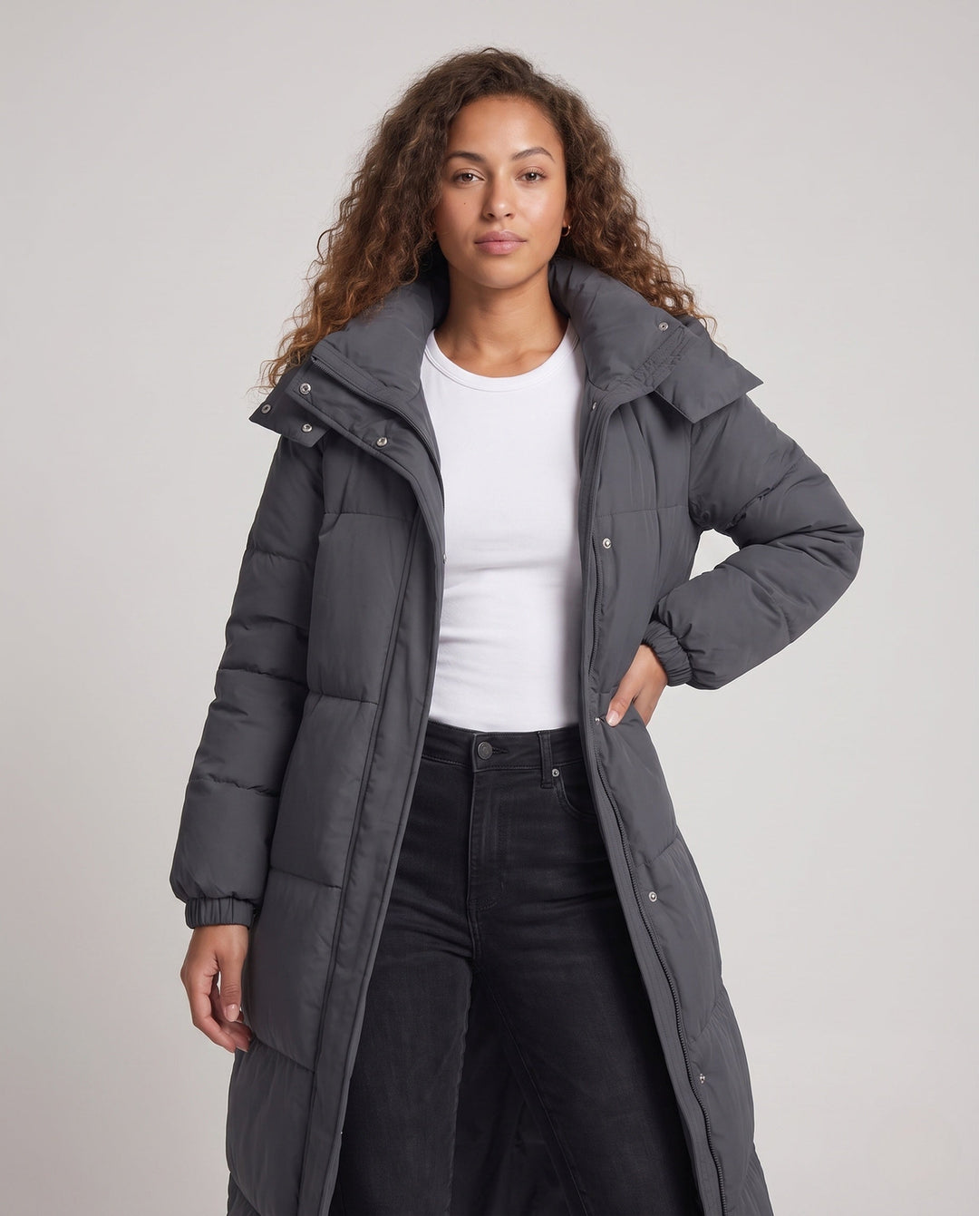 Rhoswen extra long hooded puffer coat – image 2