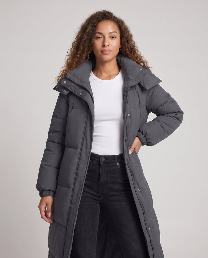 Rhoswen extra long hooded puffer coat – image 2