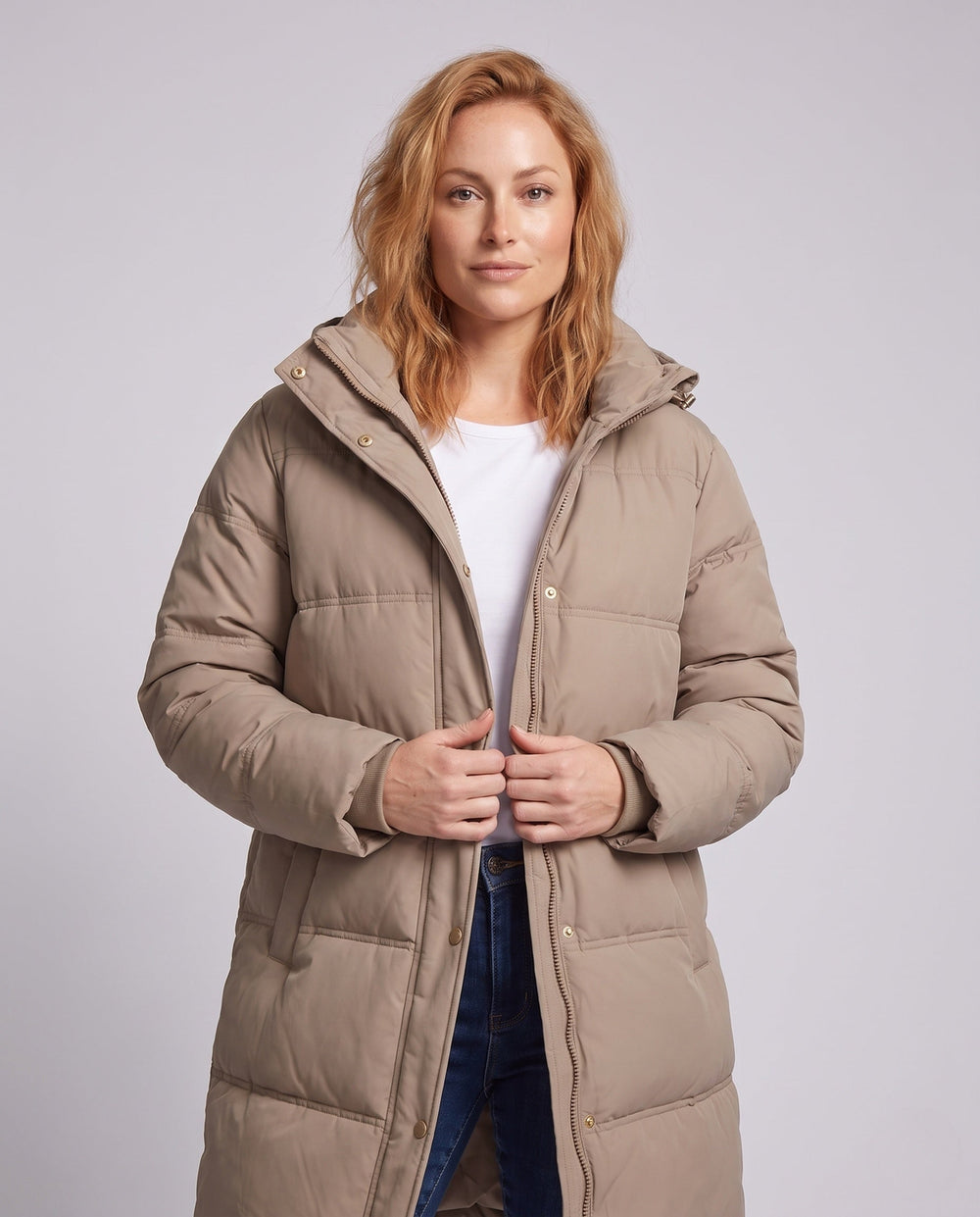 Loveday long padded coat with hood and side zips – image 2