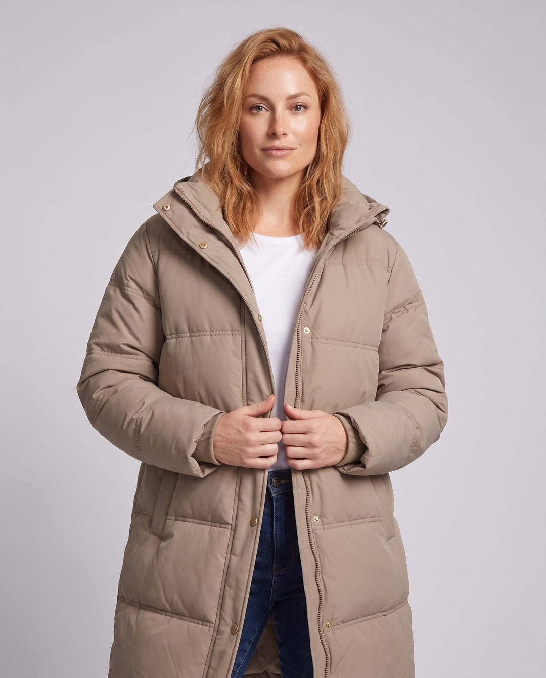 Loveday long padded coat with hood and side zips – image 2