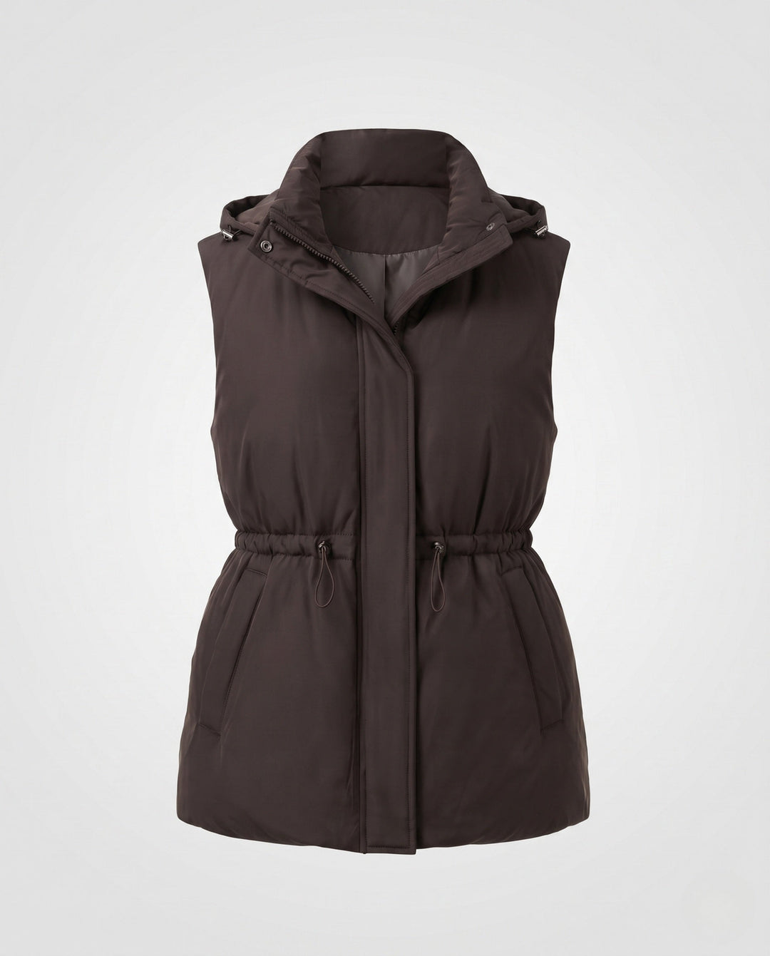 Lleucu long padded hooded gilet with drawstring waist – image 7