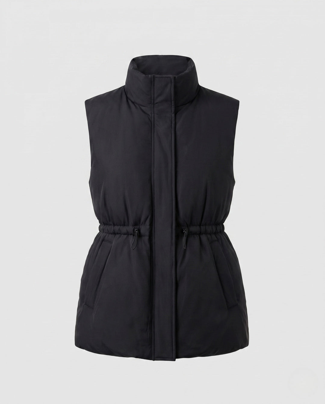 Lleucu long padded hooded gilet with drawstring waist – image 6
