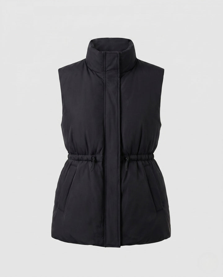 Lleucu long padded hooded gilet with drawstring waist – image 6