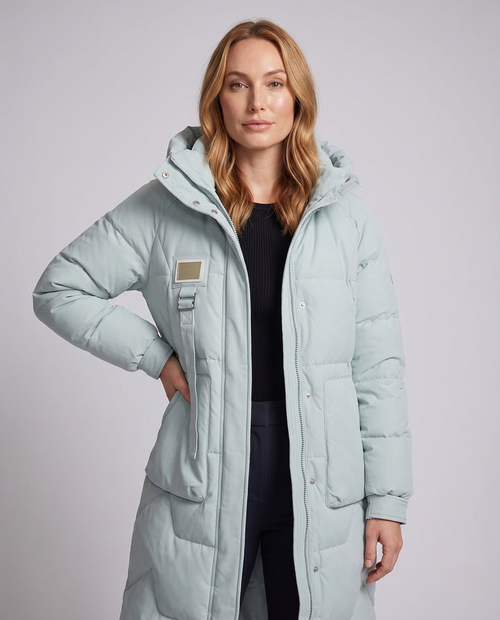 Gwenna long winter coat with oversized hood – image 2