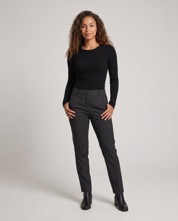 Petronella fine rib crew neck jumper