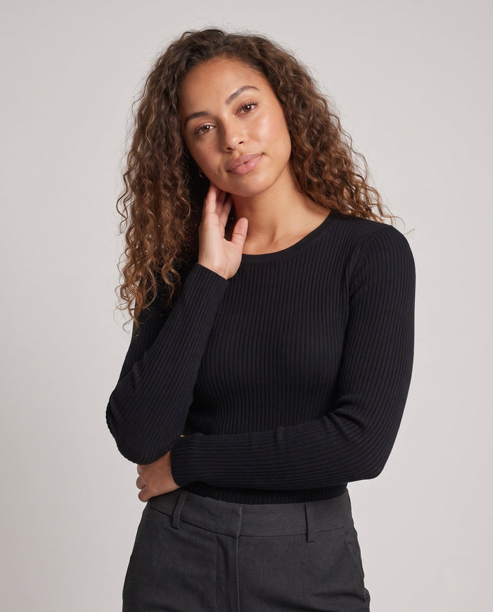 Petronella fine rib crew neck jumper – image 2