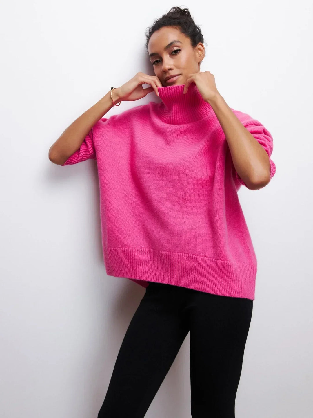 Sabrina chunky knit roll neck jumper – image 11