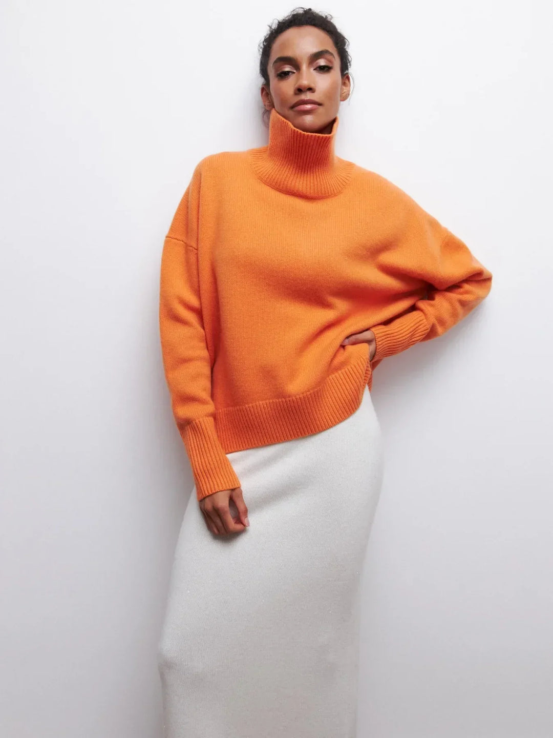 Sabrina chunky knit roll neck jumper – image 14