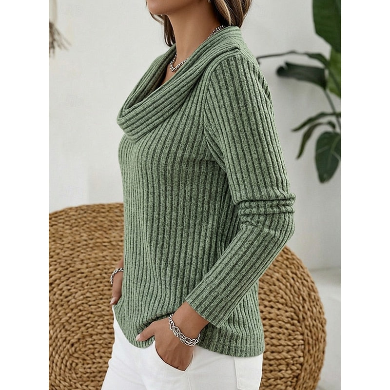 Lucy ribbed cowl neck jumper – image 2