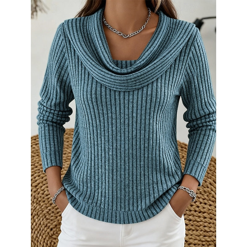 Lucy ribbed cowl neck jumper – image 3