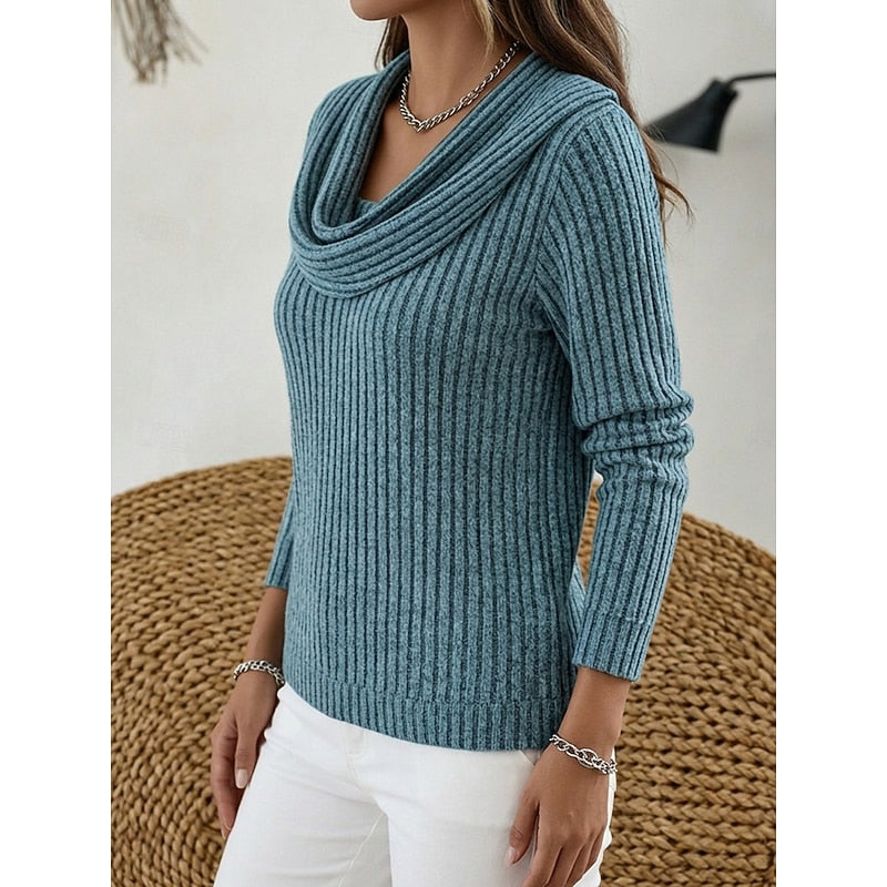 Lucy ribbed cowl neck jumper – image 4