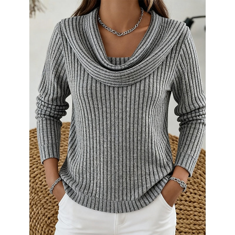Lucy ribbed cowl neck jumper – image 7