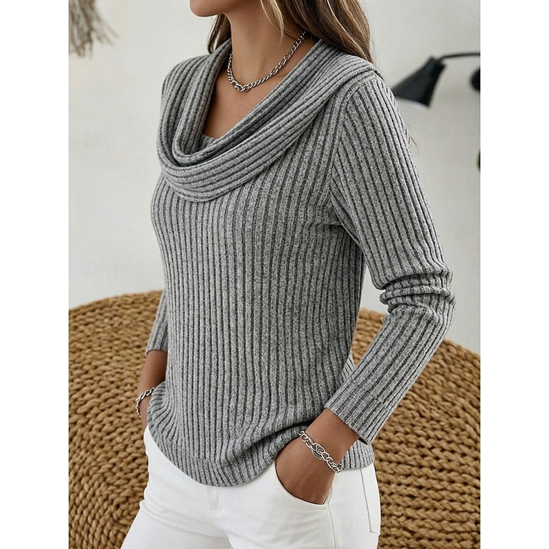 Lucy ribbed cowl neck jumper – image 8