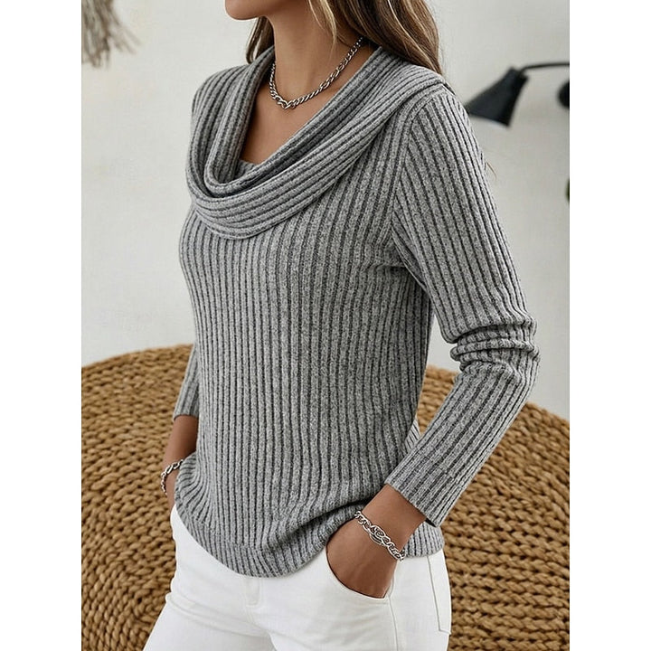 Lucy ribbed cowl neck jumper – image 8