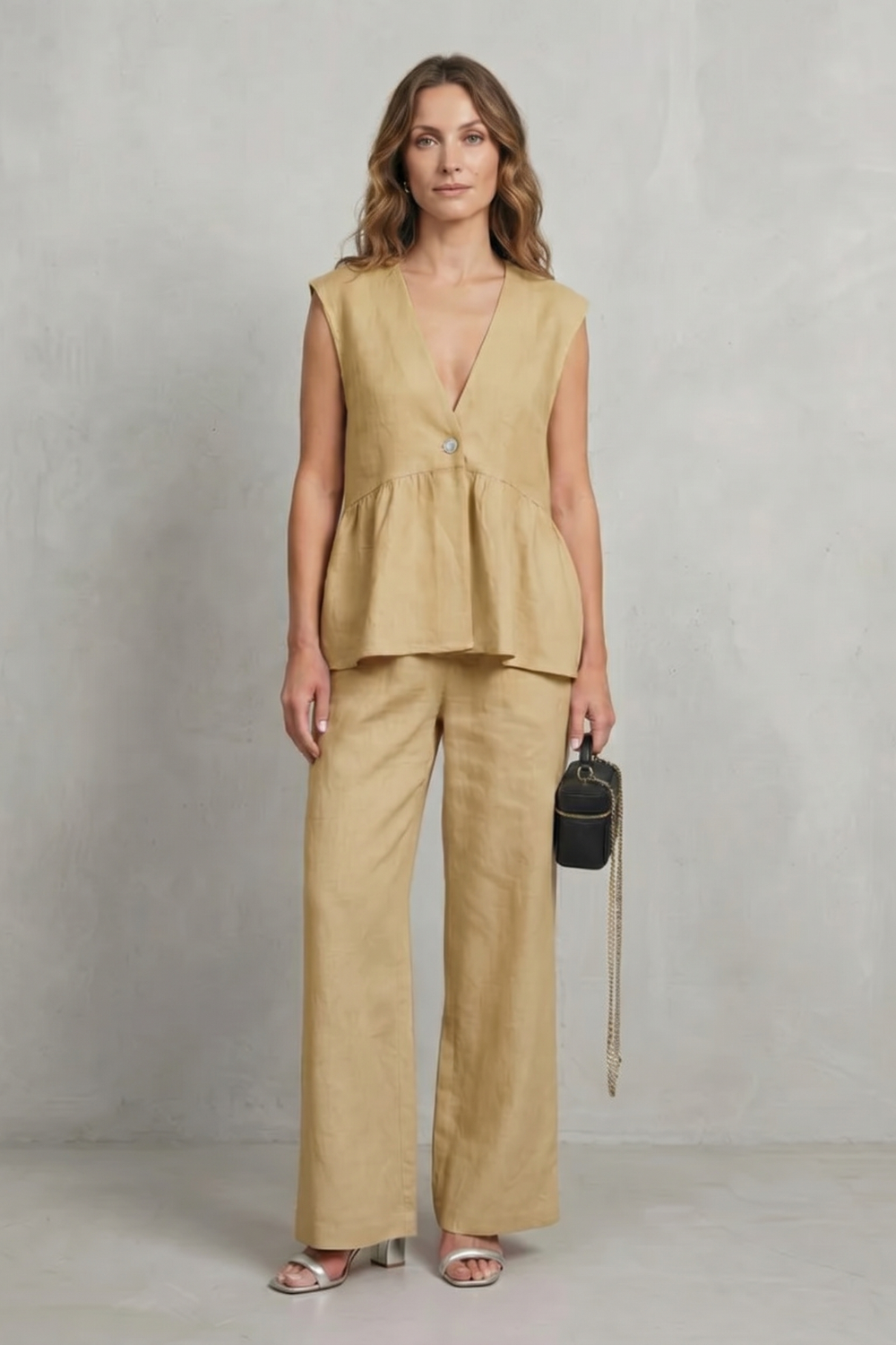 Rose ruffle hem top and straight leg trouser set – image 12