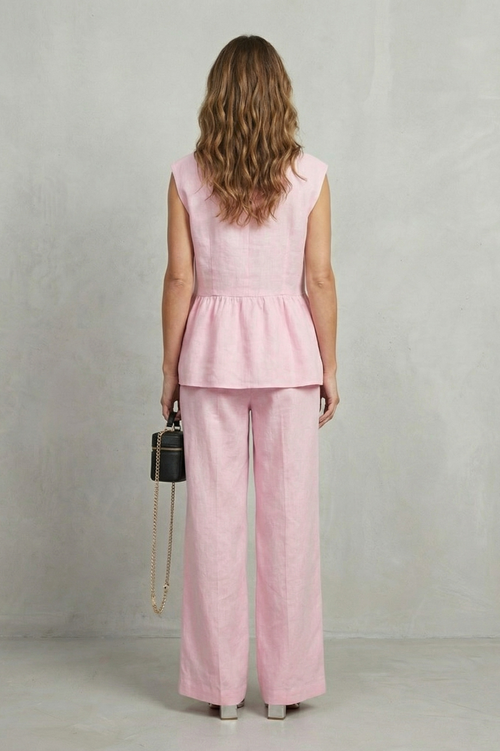 Rose ruffle hem top and straight leg trouser set – image 4