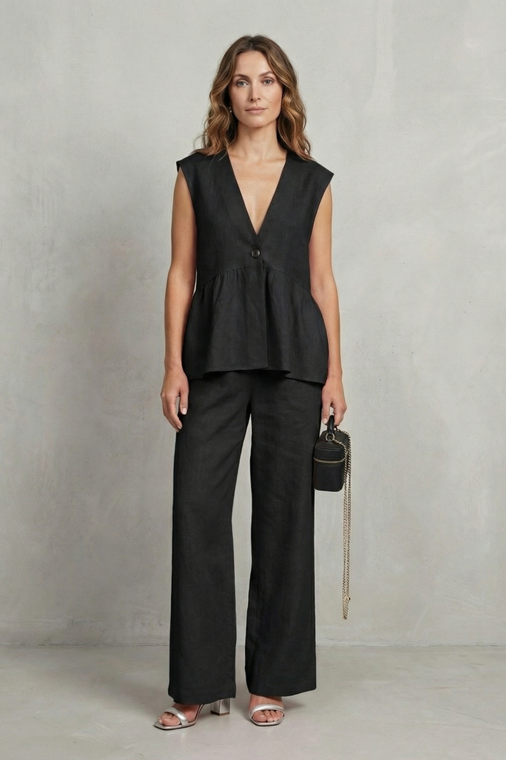 Rose ruffle hem top and straight leg trouser set – image 8