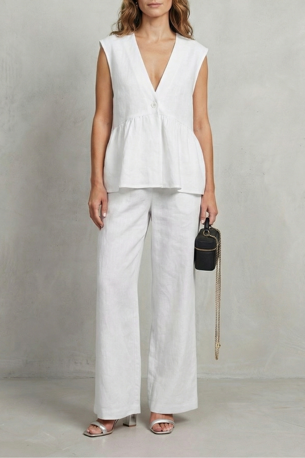 Rose ruffle hem top and straight leg trouser set – image 9