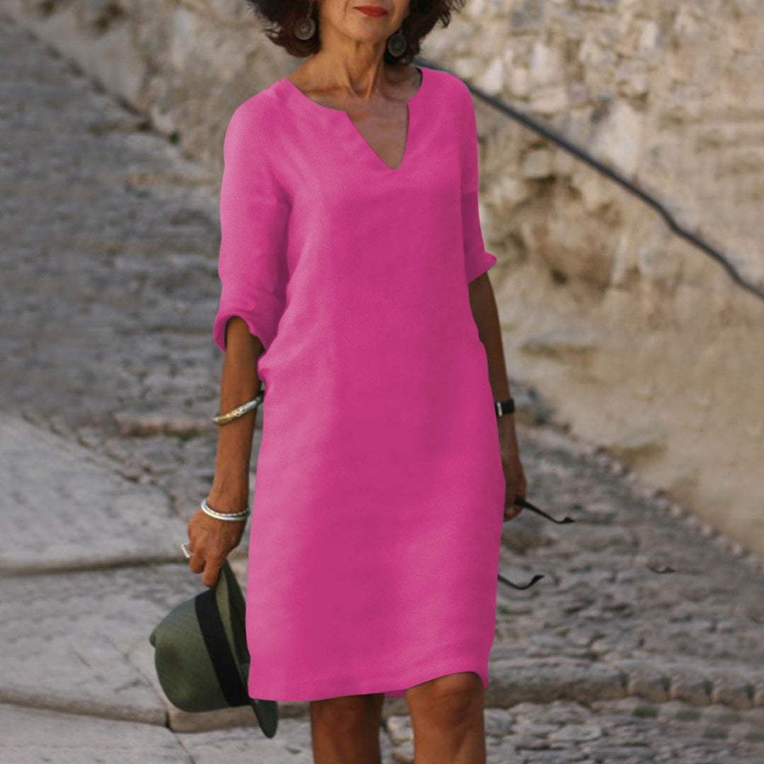 Una V neck three quarter sleeve midi dress – image 7