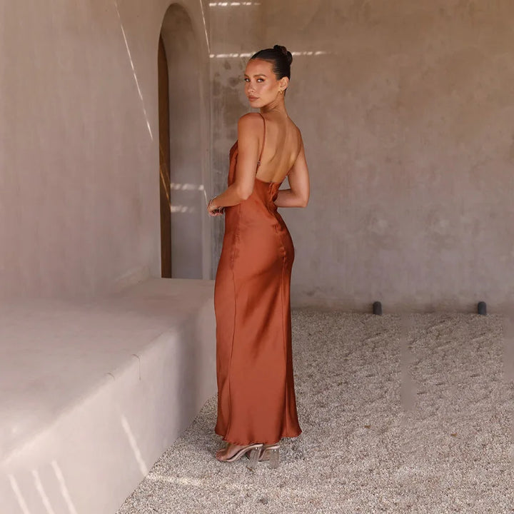 Rosemary flowing maxi satin dress – image 4
