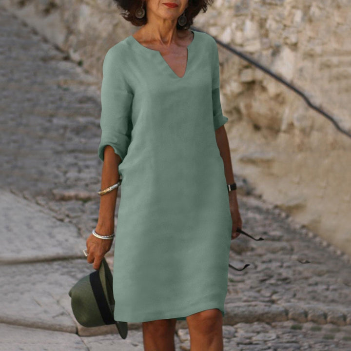 Una V neck three quarter sleeve midi dress – image 13