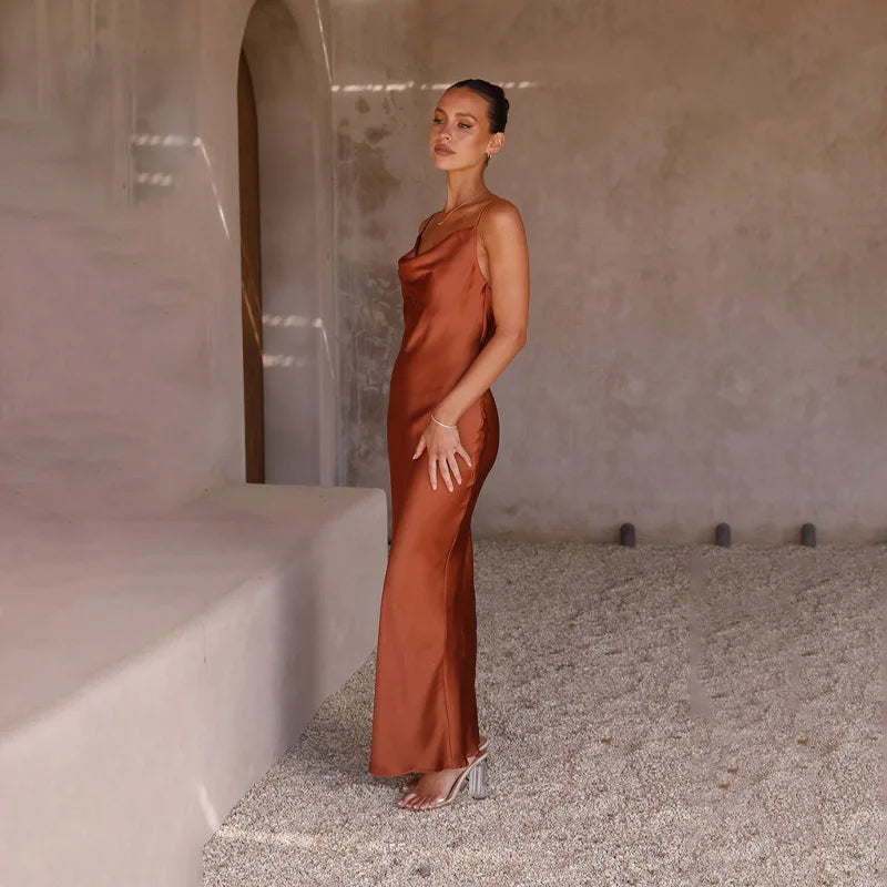 Rosemary flowing maxi satin dress – image 3