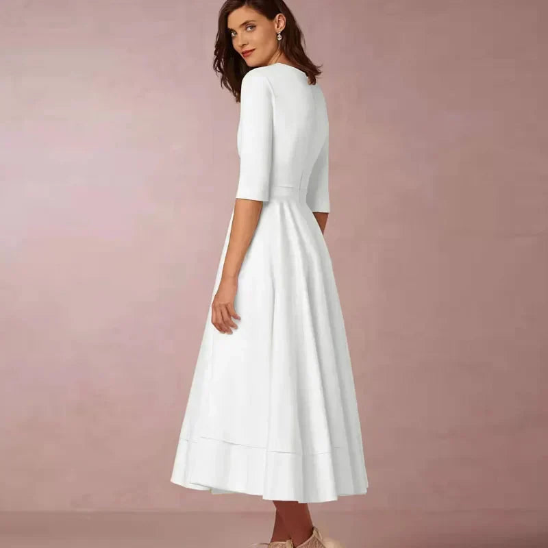 Aurelie a-line v neck midi dress