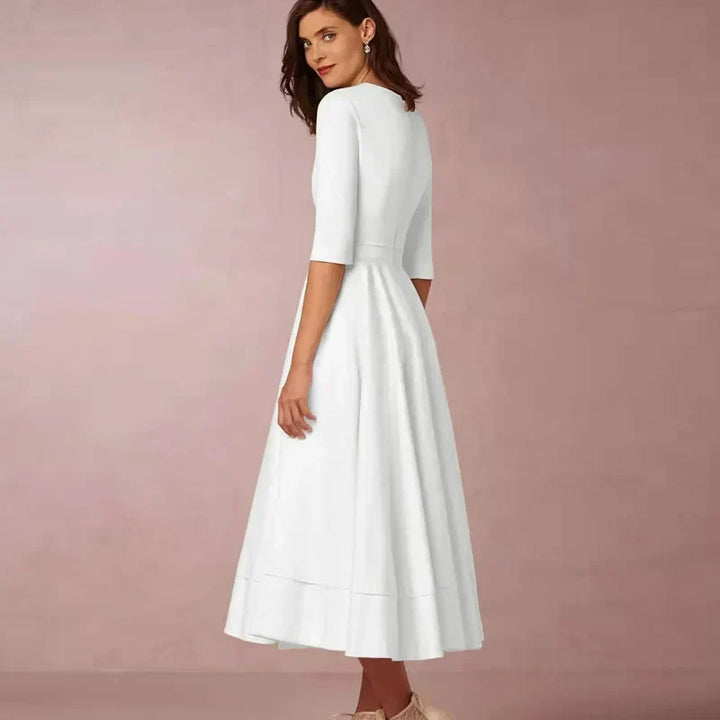 Aurelie a-line v neck midi dress