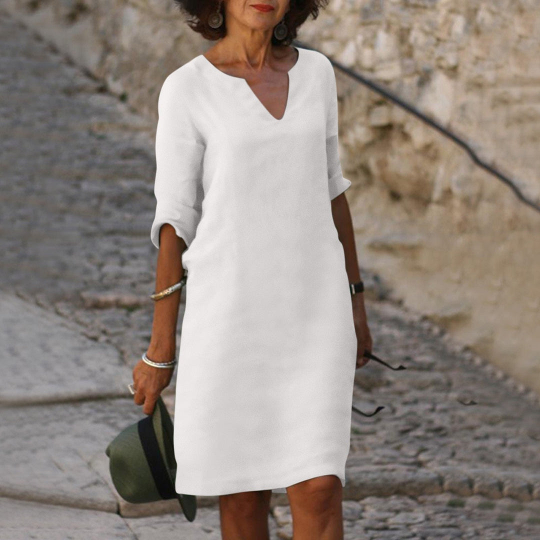 Una V neck three quarter sleeve midi dress – image 9