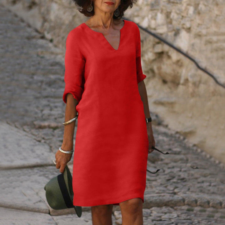 Una V neck three quarter sleeve midi dress – image 8
