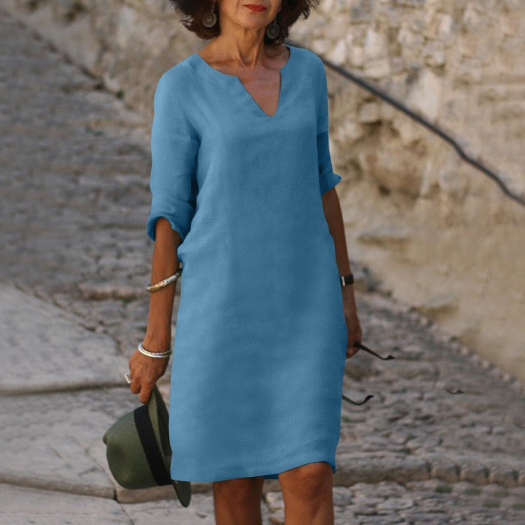 Una V neck three quarter sleeve midi dress – image 12