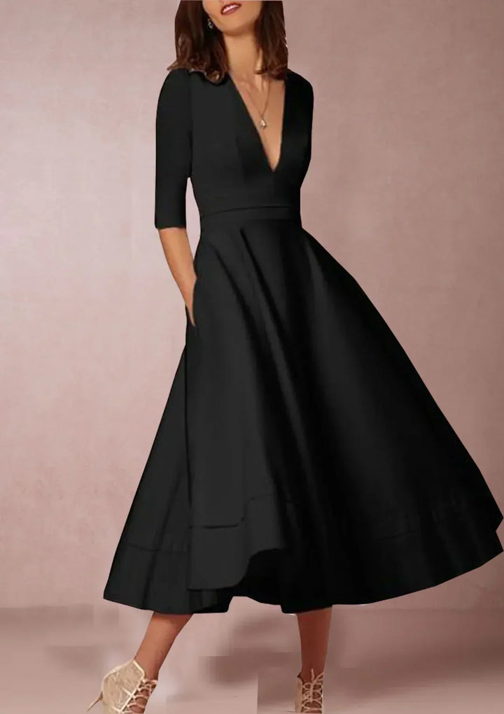 Aurelie a-line v neck midi dress – image 9