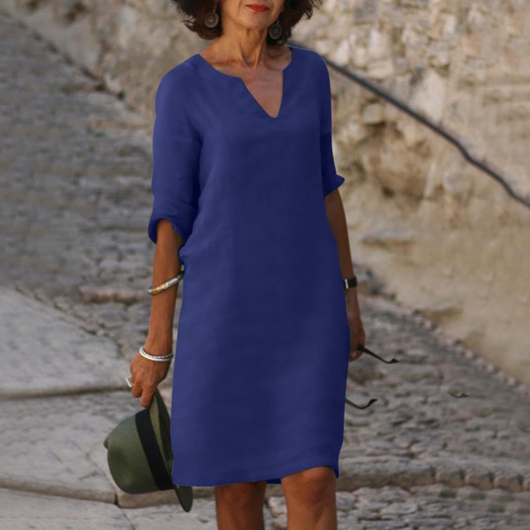 Una V neck three quarter sleeve midi dress – image 11
