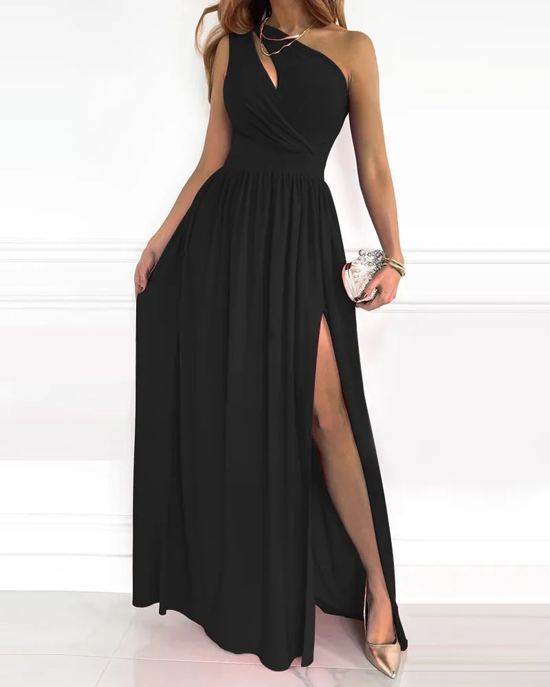 Corisande one shoulder evening maxi dress with corset back