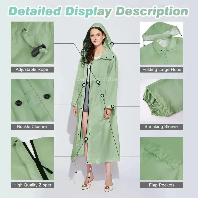 Cecilie packable longline raincoat with hood – image 3