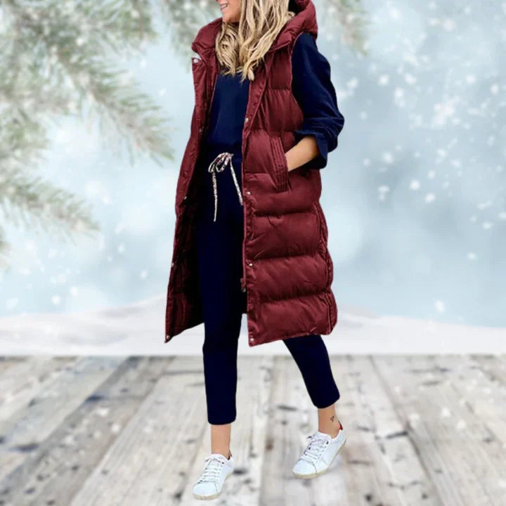 Minerva longline sleeveless coat