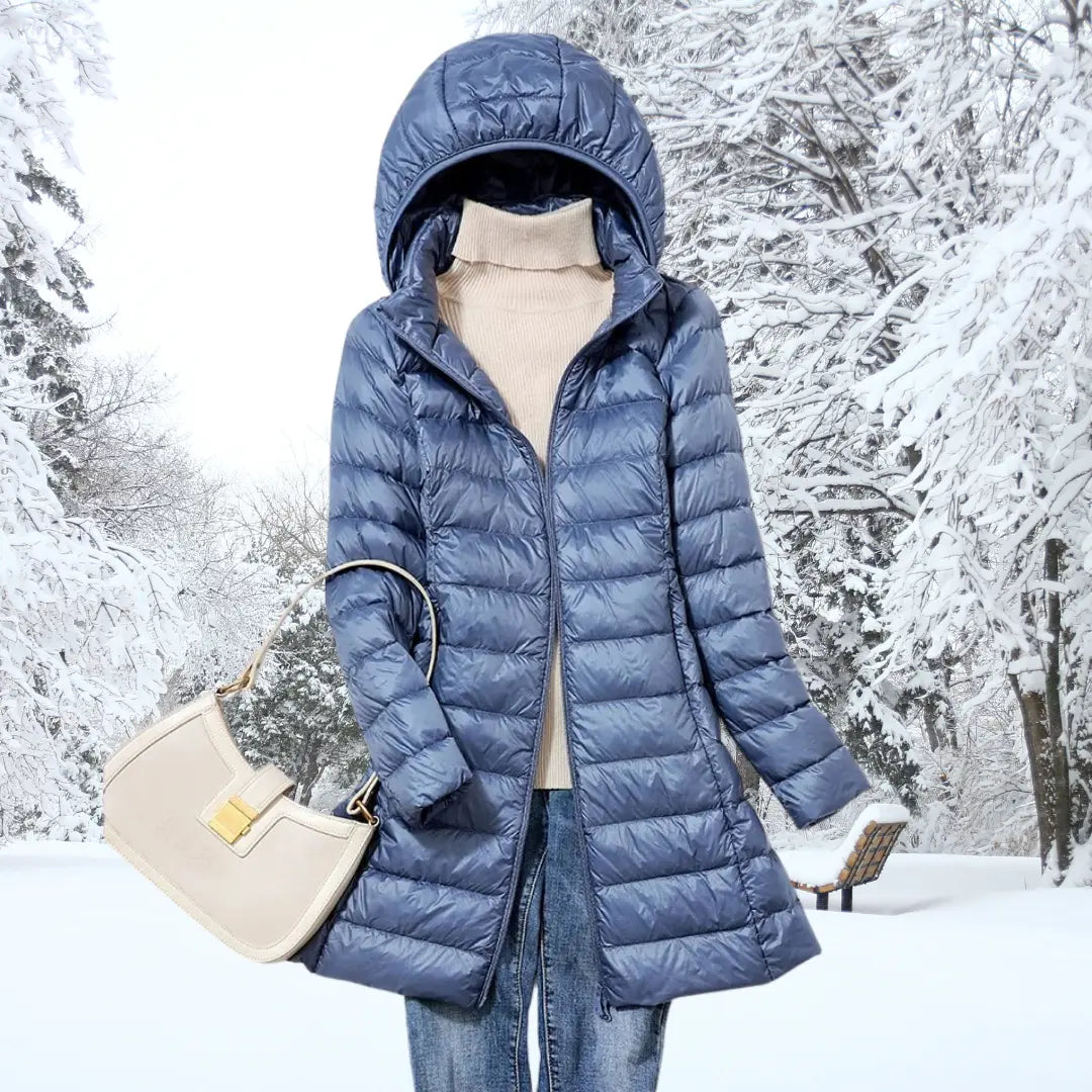 Vida lightweight long hooded puffer coat – image 3