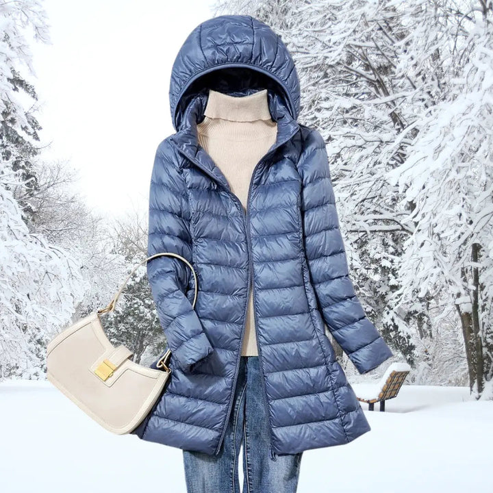 Vida lightweight long hooded puffer coat – image 3