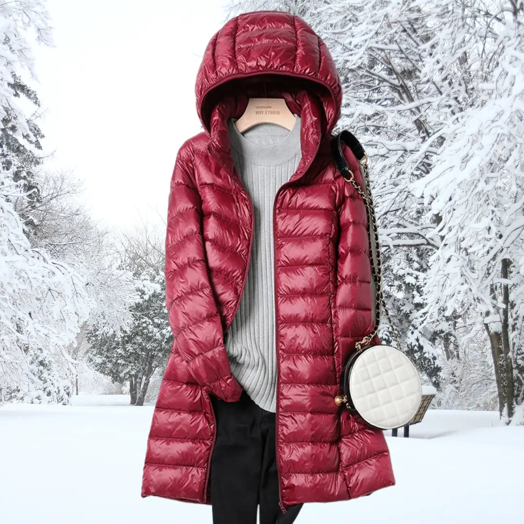 Vida lightweight long hooded puffer coat – image 7