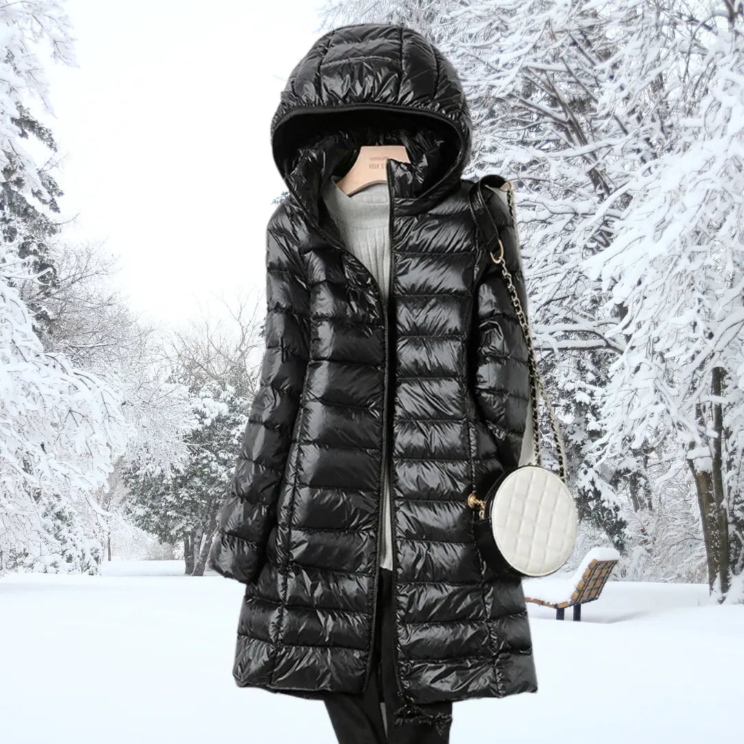 Vida lightweight long hooded puffer coat – image 4