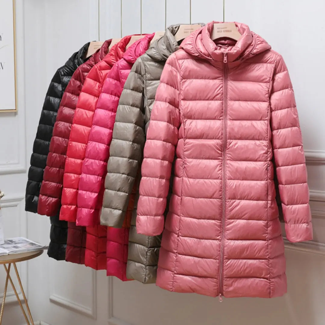 Vida lightweight long hooded puffer coat – image 9